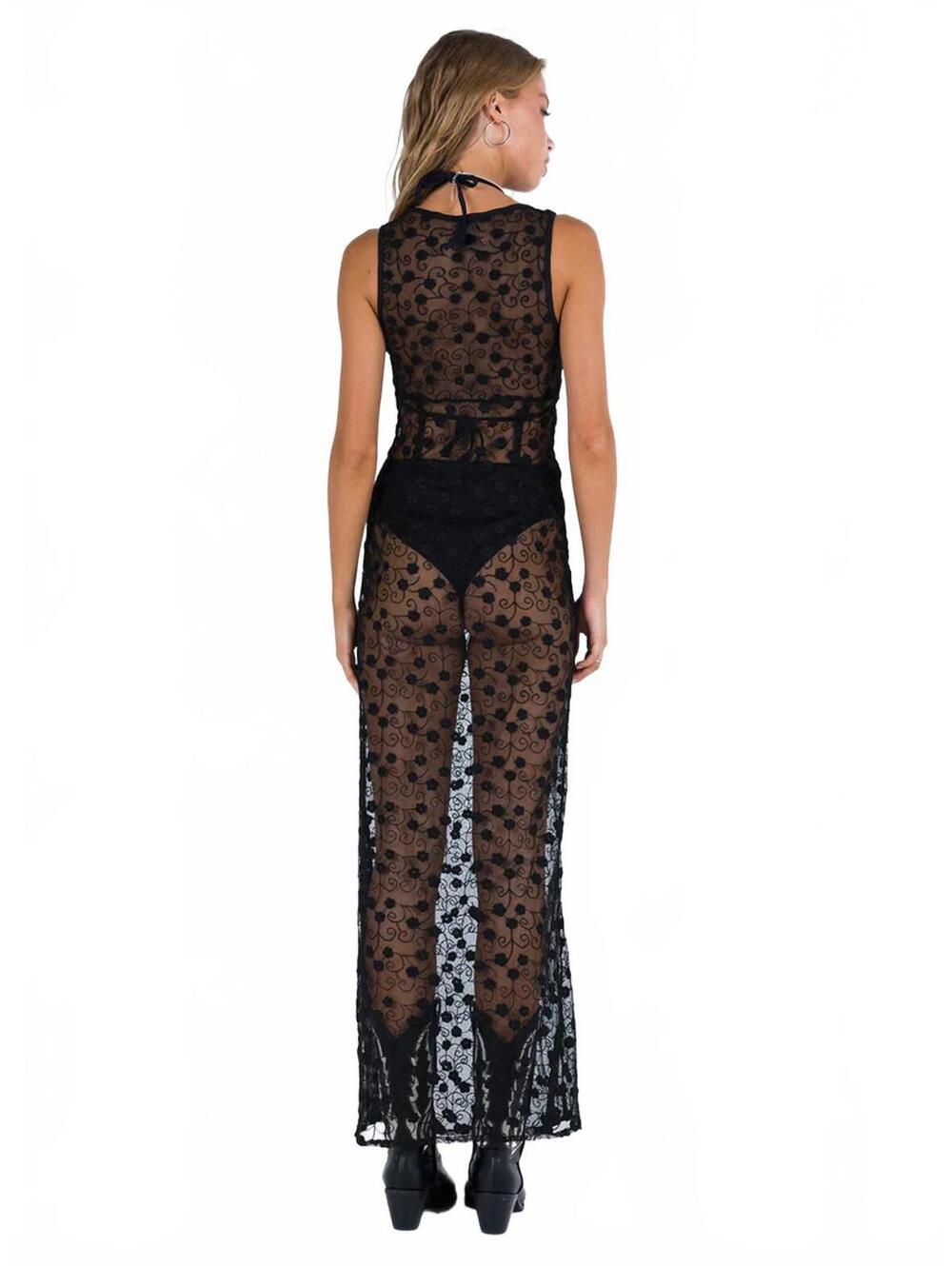 NWT Princess Polly Britton Black Floral Lace Sheer Sleeveless Maxi Dress Size 8 - Picture 4 of 9